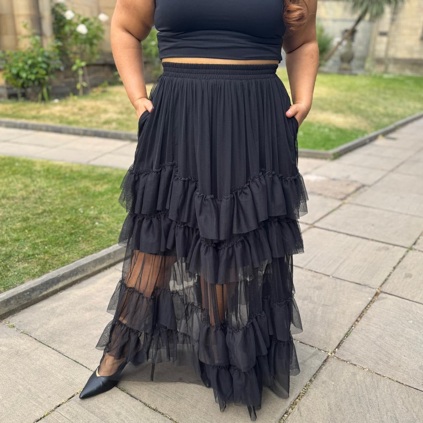 Maxi Mesh Skirt - Black