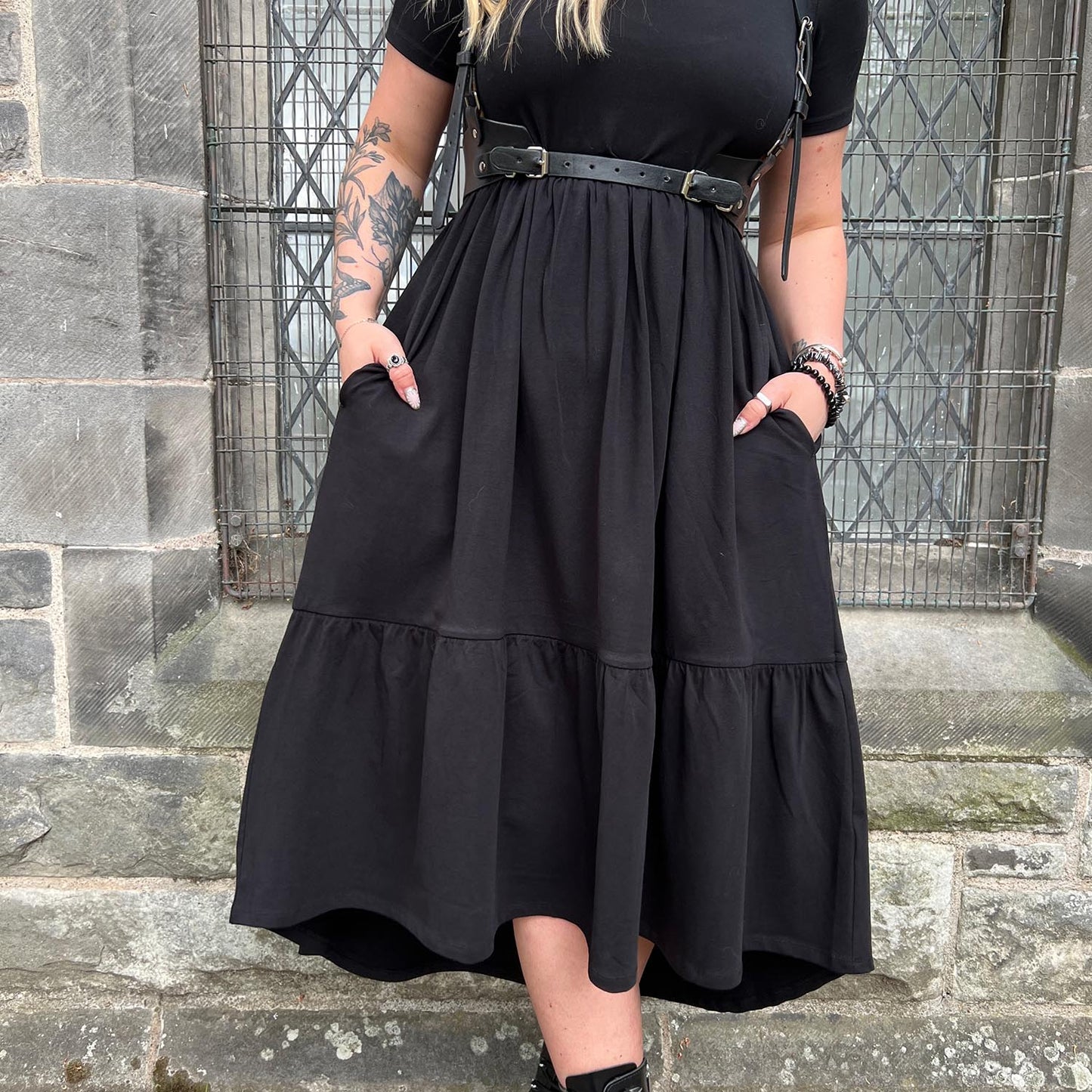 Tiered Midi Dress - Black