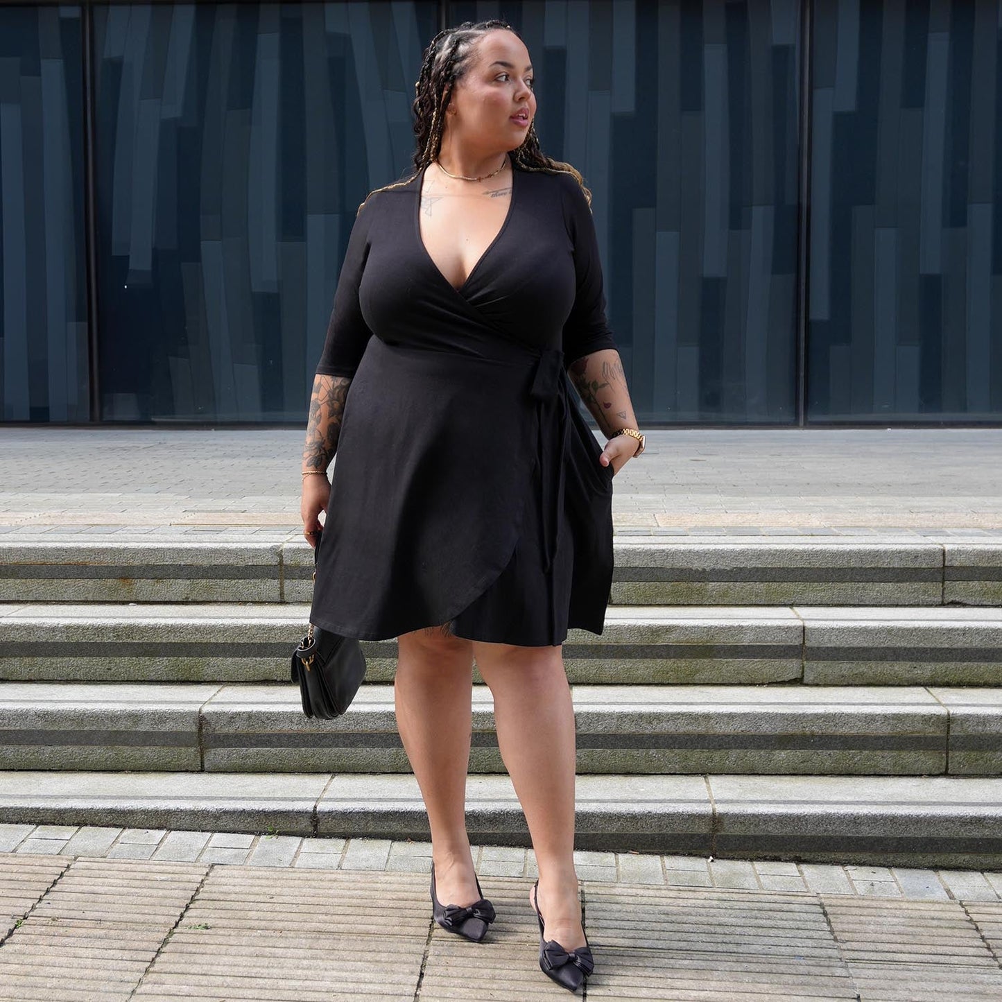 Mini Wrap Dress - Black