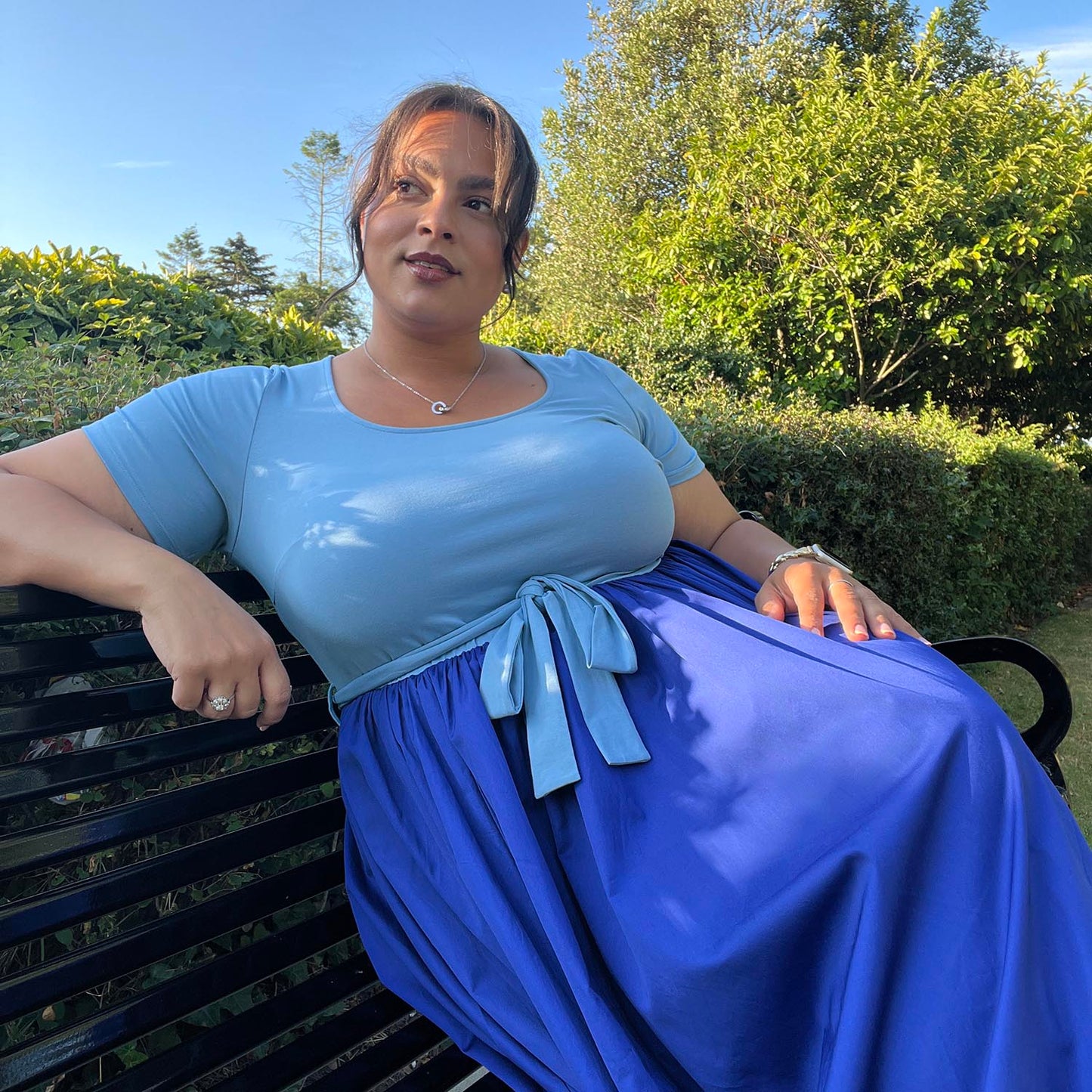 Midaxi Tee Poplin Dress - Duo Blue