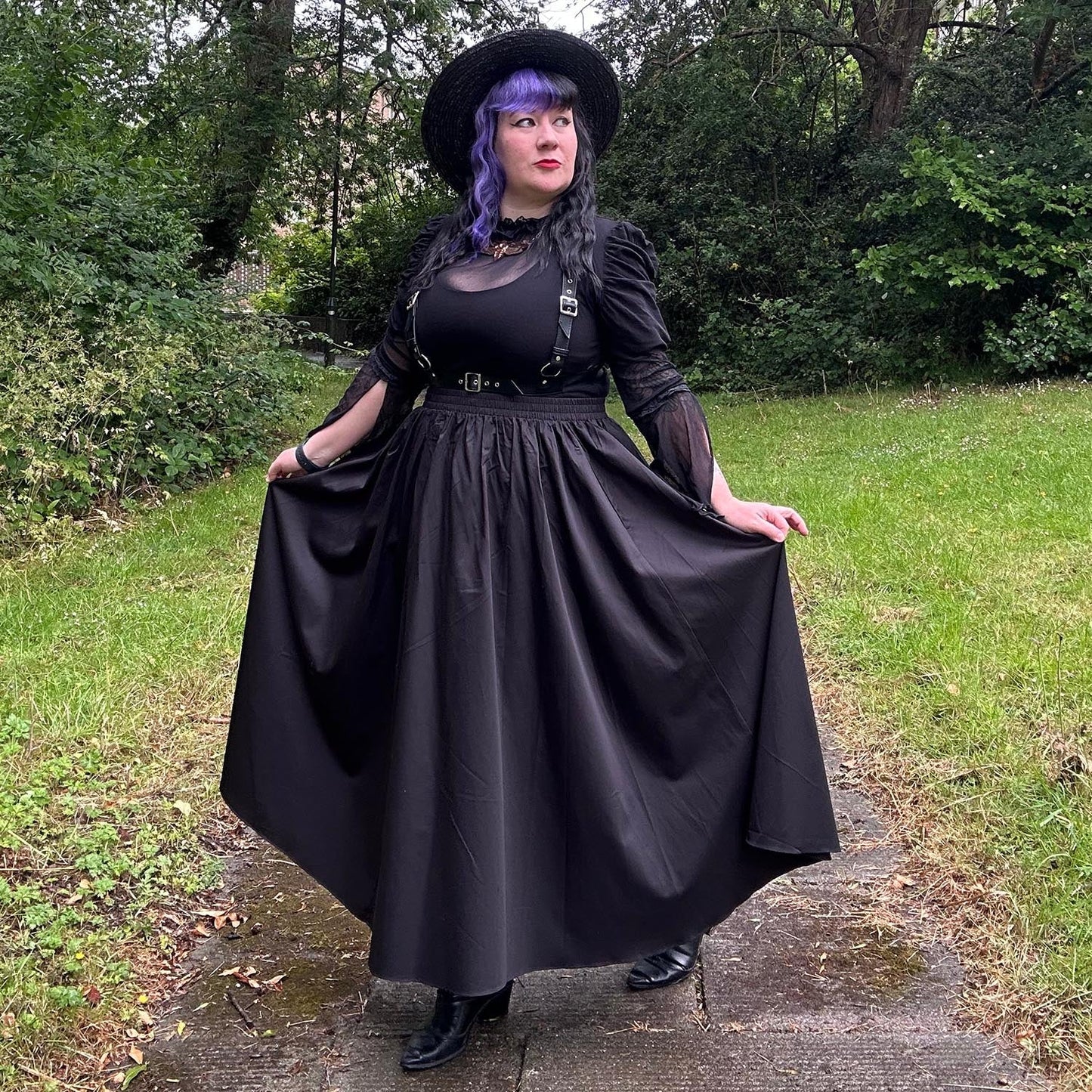 Midaxi Poplin Skirt - Black