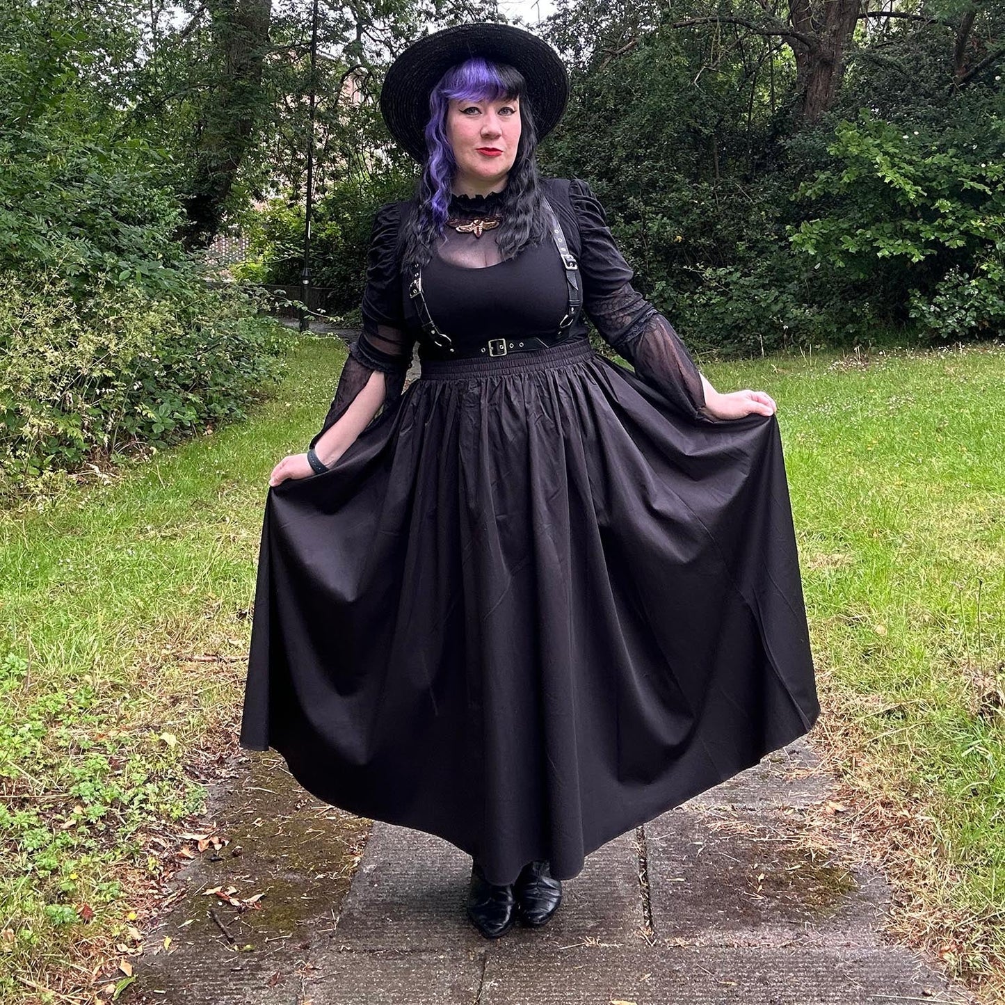 Midaxi Poplin Skirt - Black