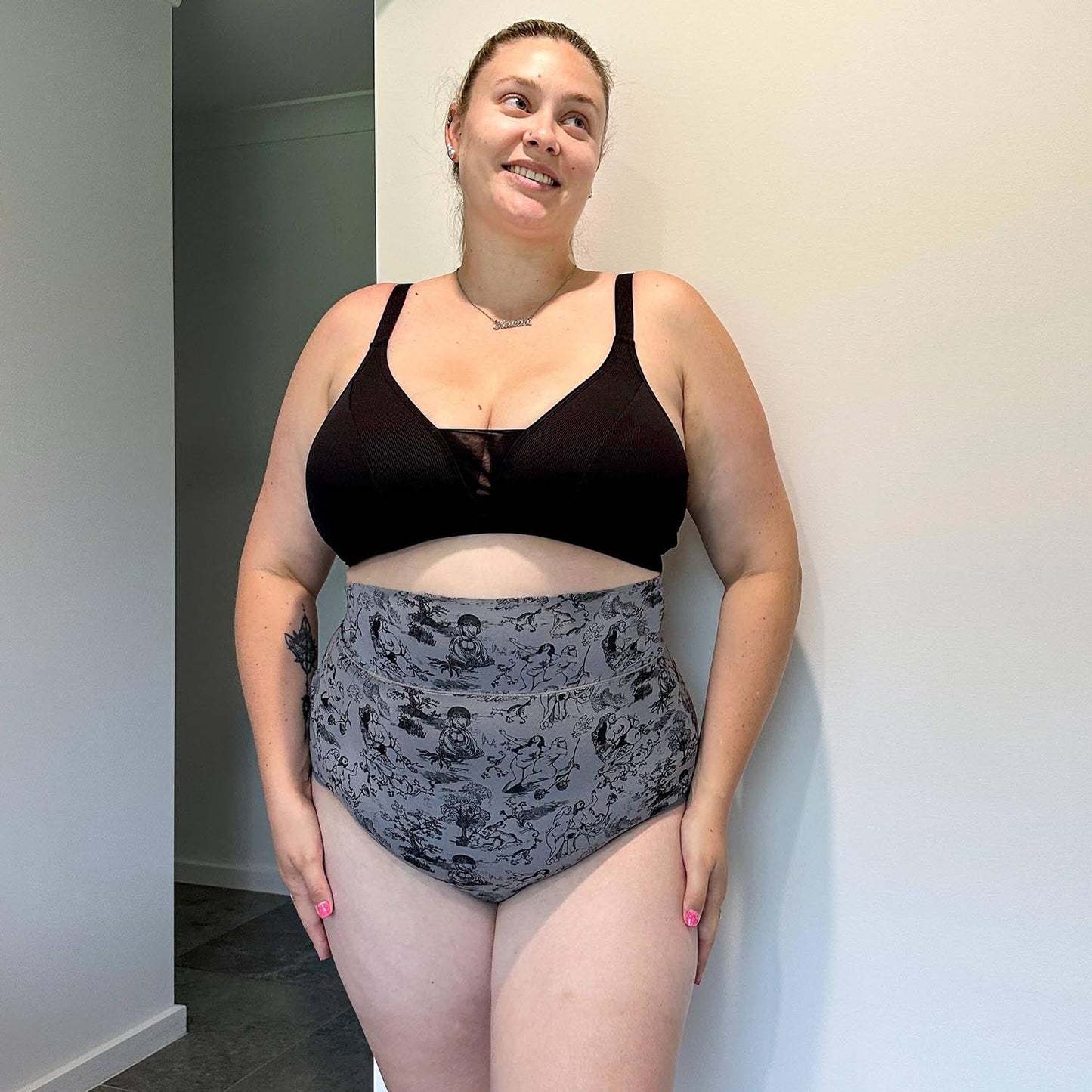 Organic Cotton Super High Waist Knickers - Passion au Jardin - L'Amour Noir