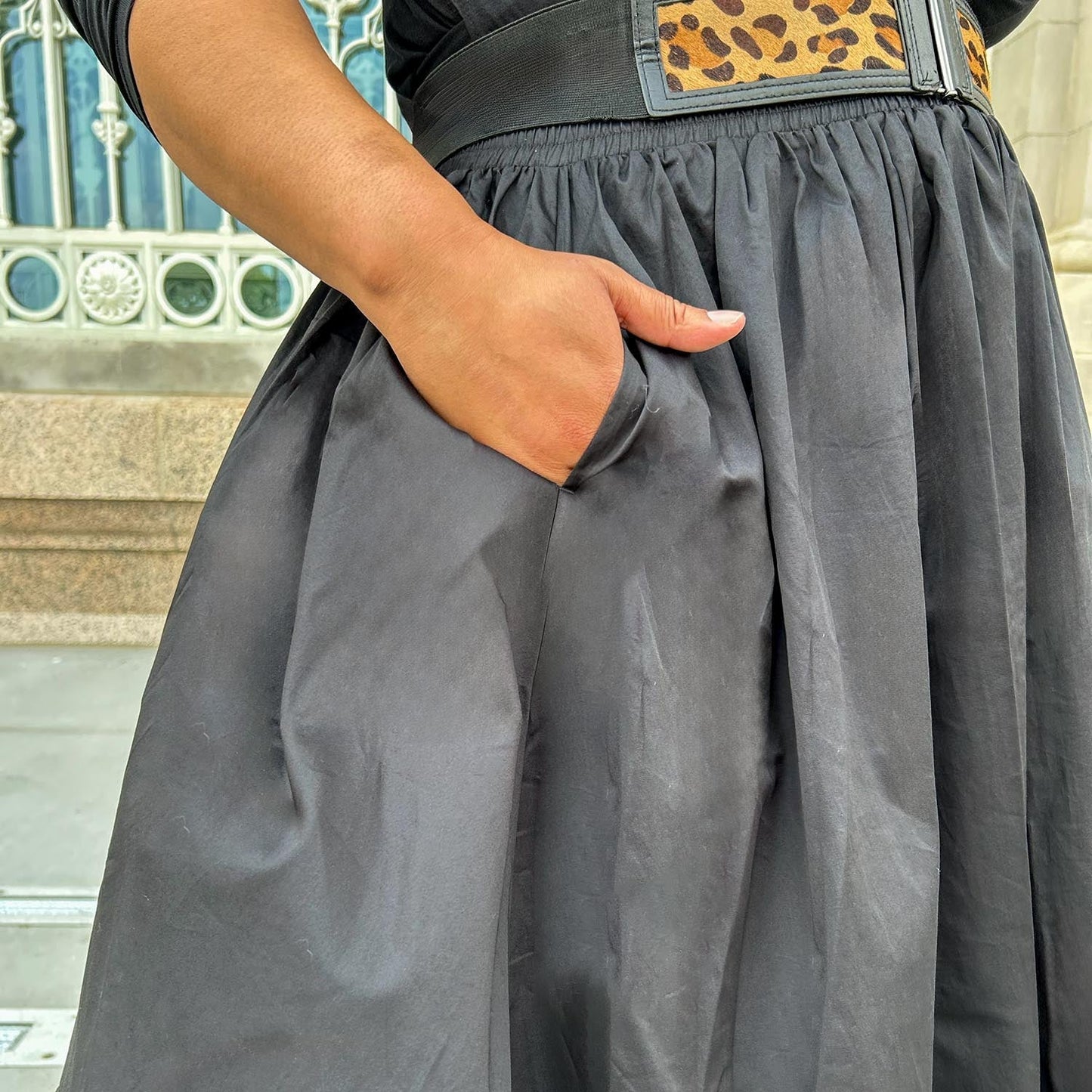 Midaxi Poplin Skirt - Black