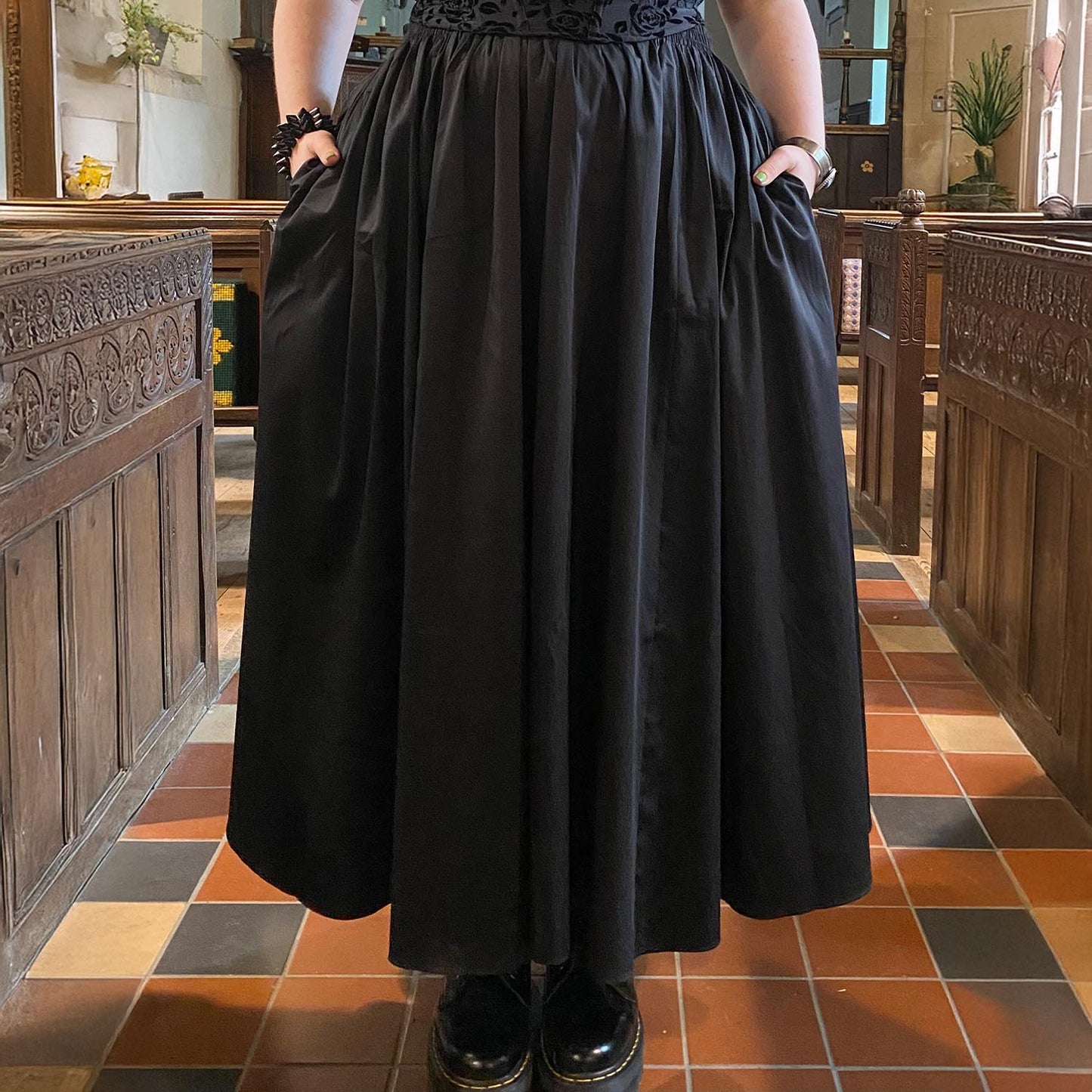 Midaxi Poplin Skirt - Black
