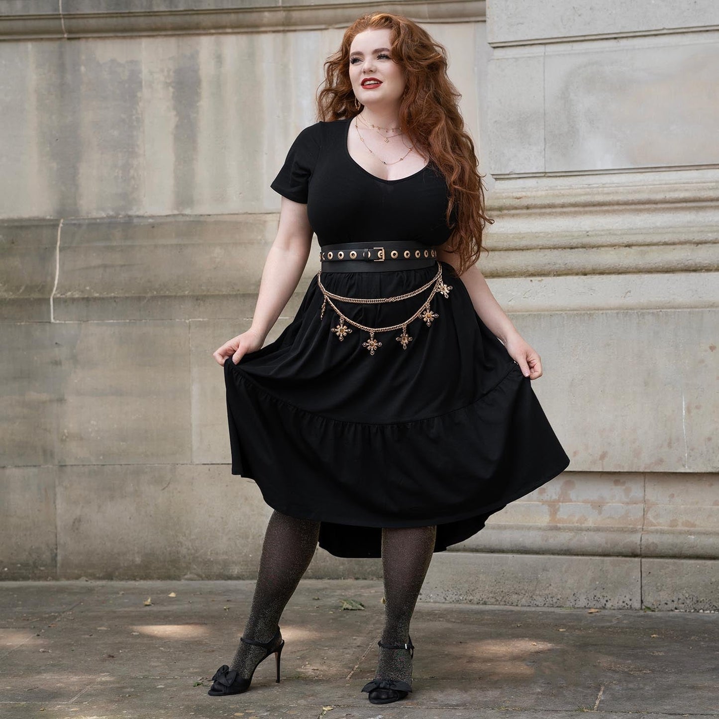 Tiered Midi Dress - Black