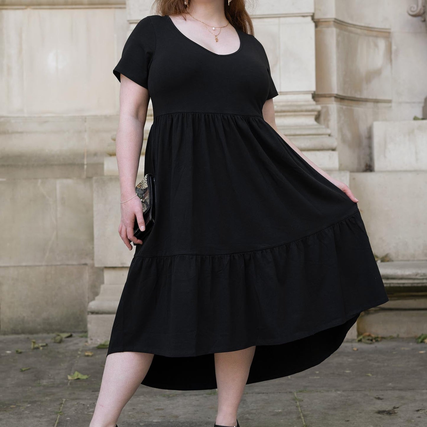 Tiered Midi Dress - Black