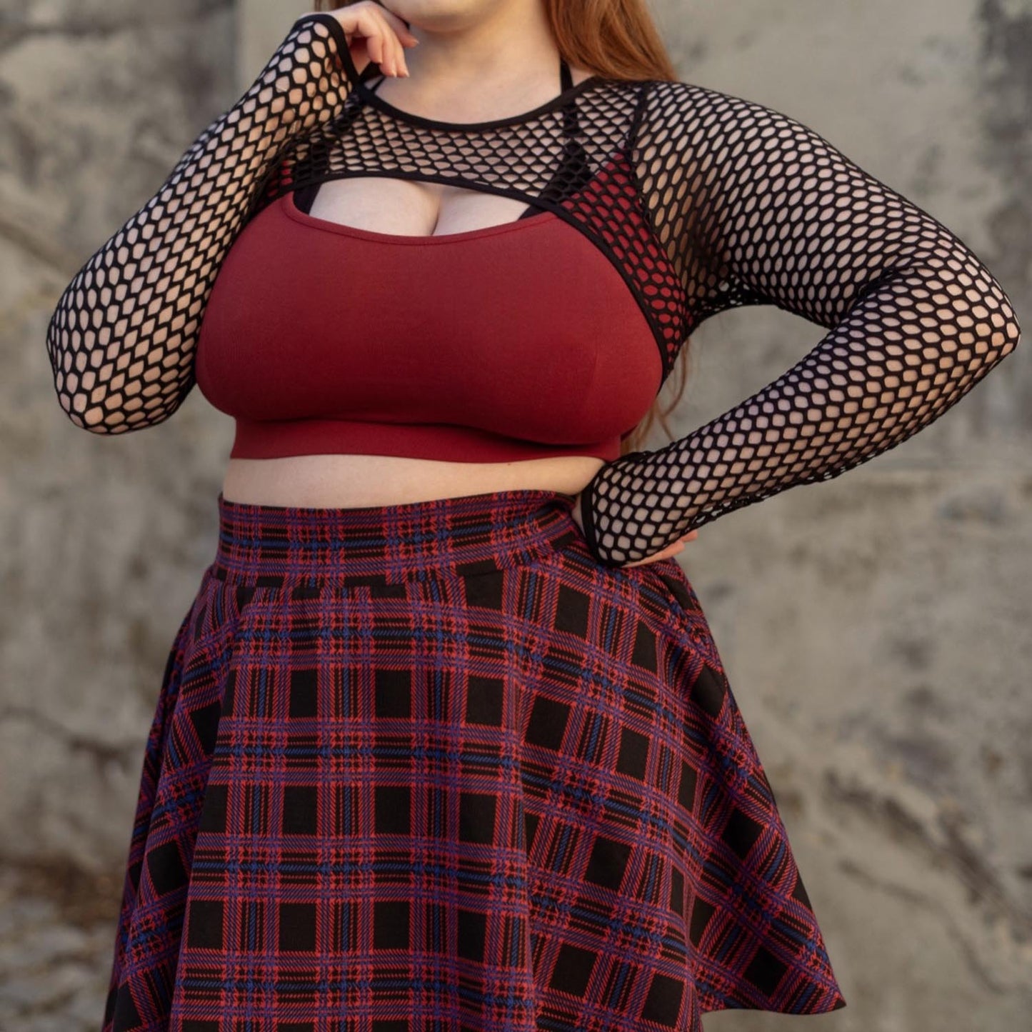 Fishnet Top - Alanis - Wine