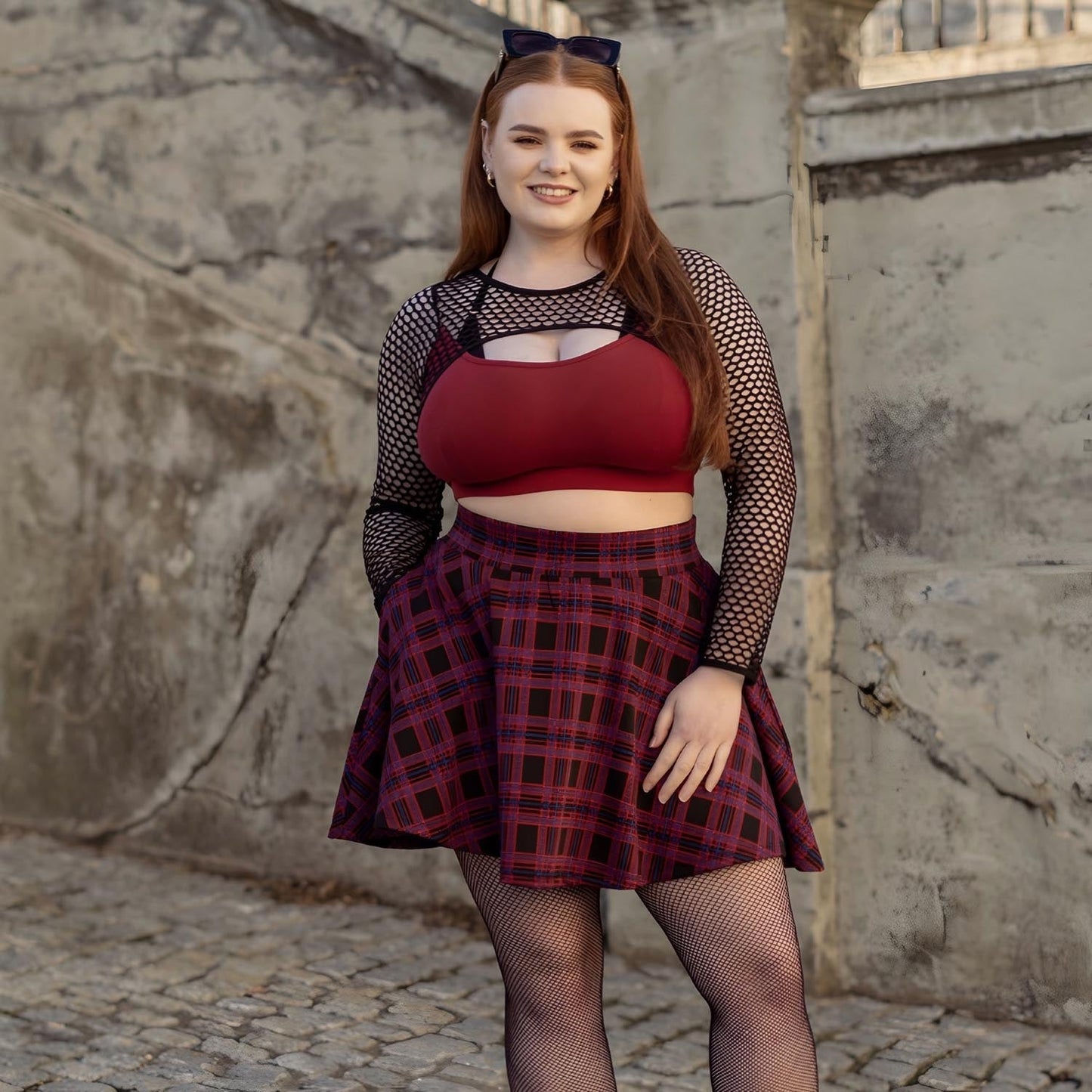 Fishnet Top - Alanis - Wine