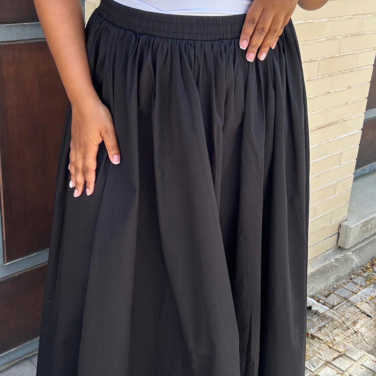 Midaxi Poplin Skirt - Black