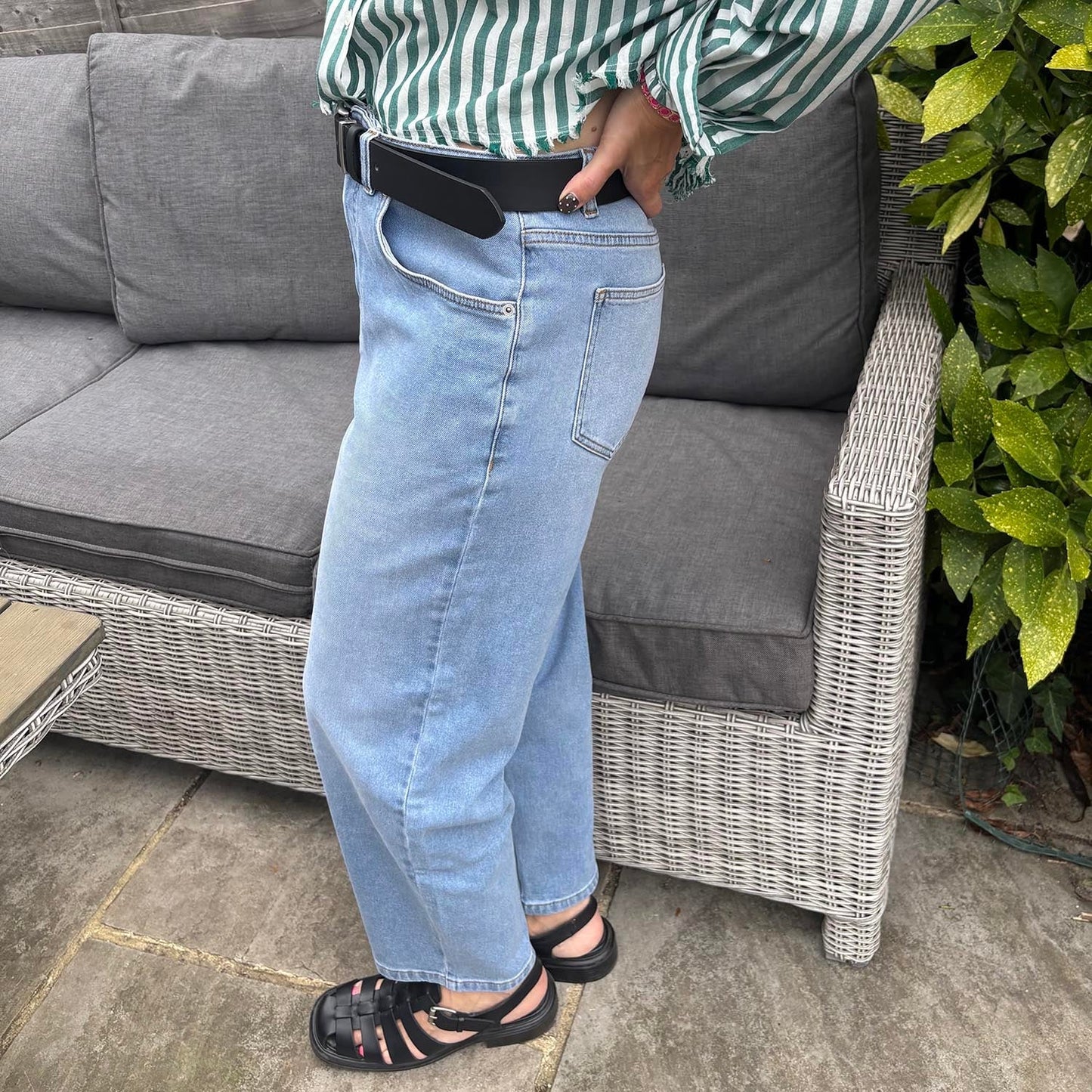 Organic Mom Jeans - Aegean