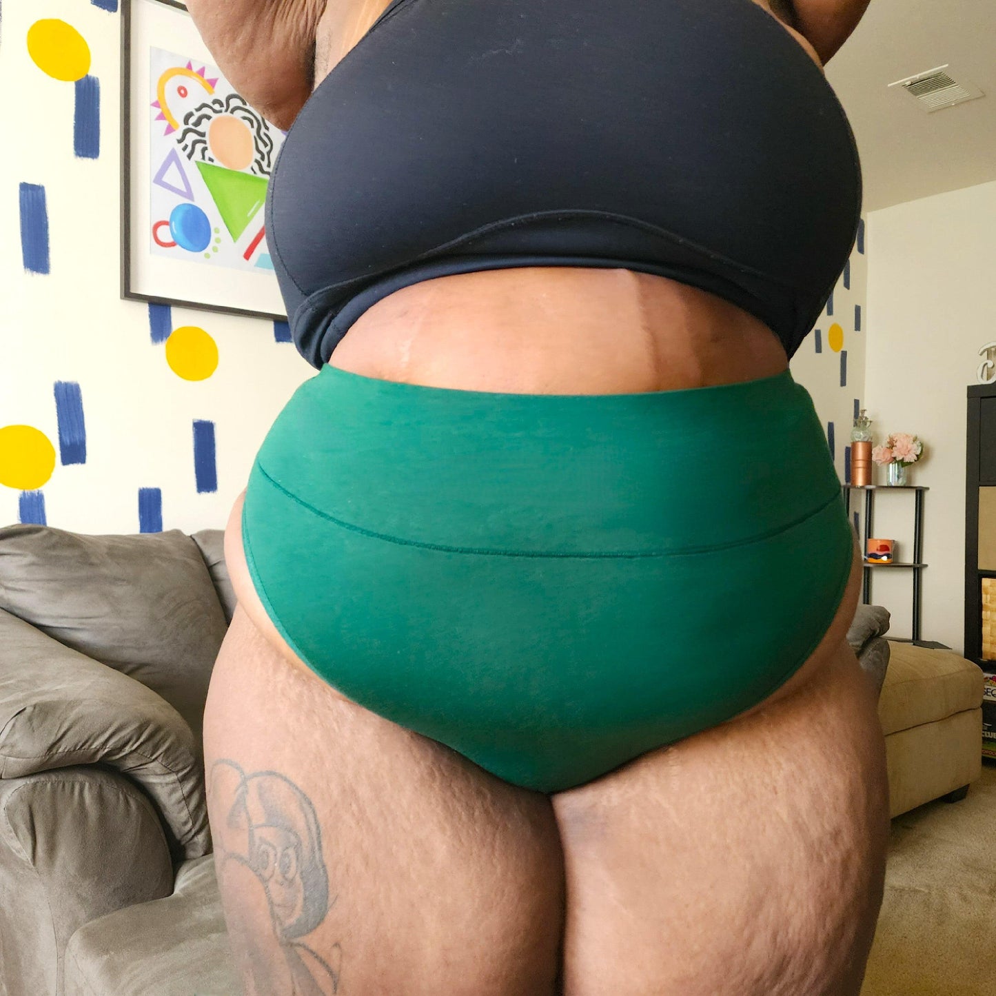 Organic Cotton Super High Leg Knickers - Hit the Bottle Green
