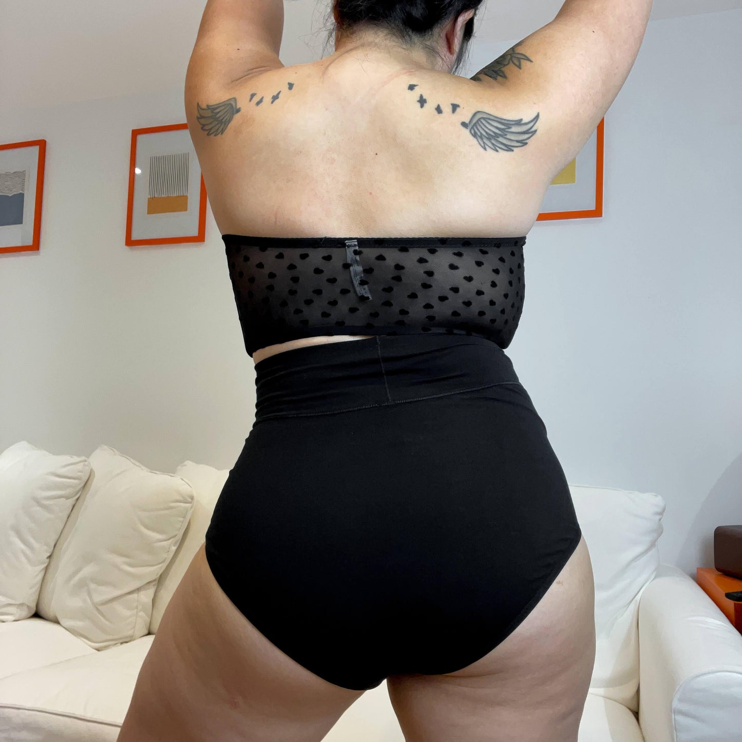 Organic Cotton Super High Waist Knickers - Black
