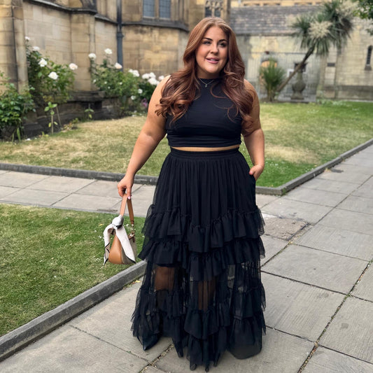 Maxi Mesh Skirt - Black