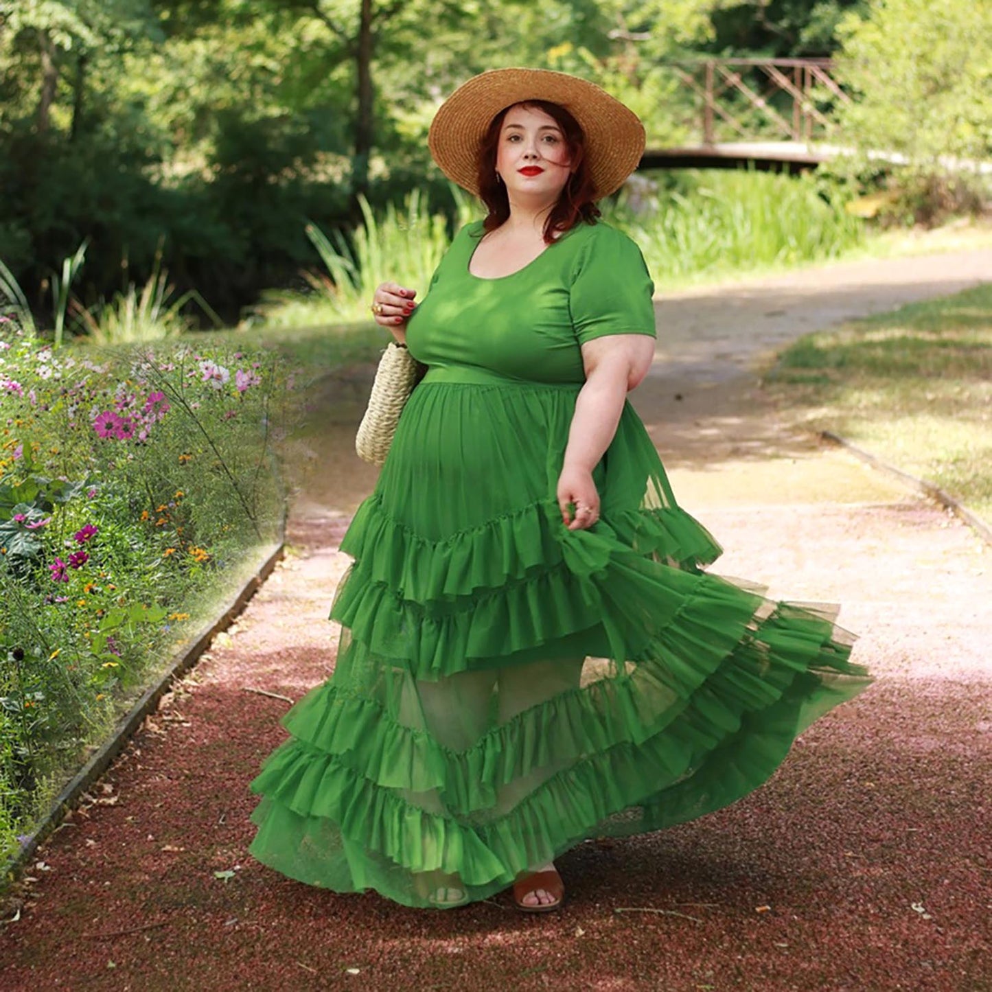 Maxi Tee Mesh Dress - Forest