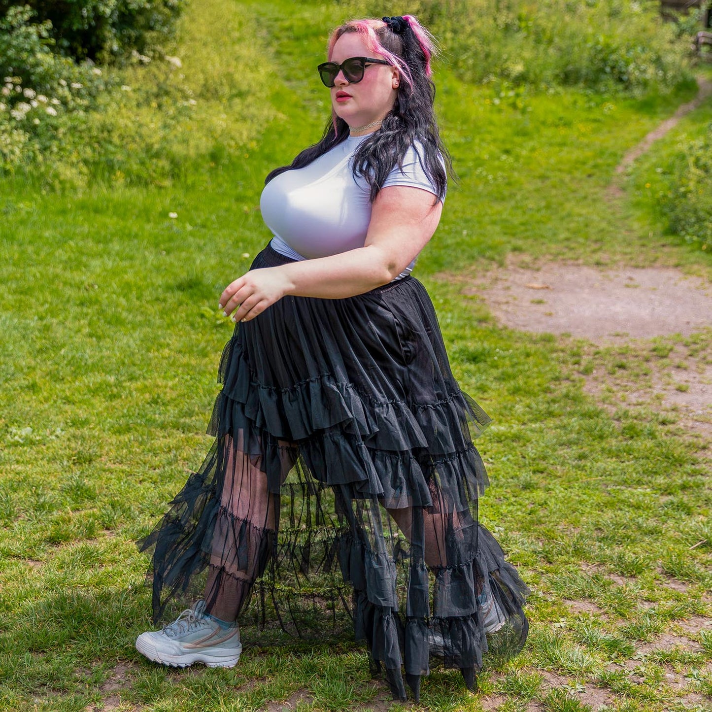 Maxi Mesh Skirt - Black
