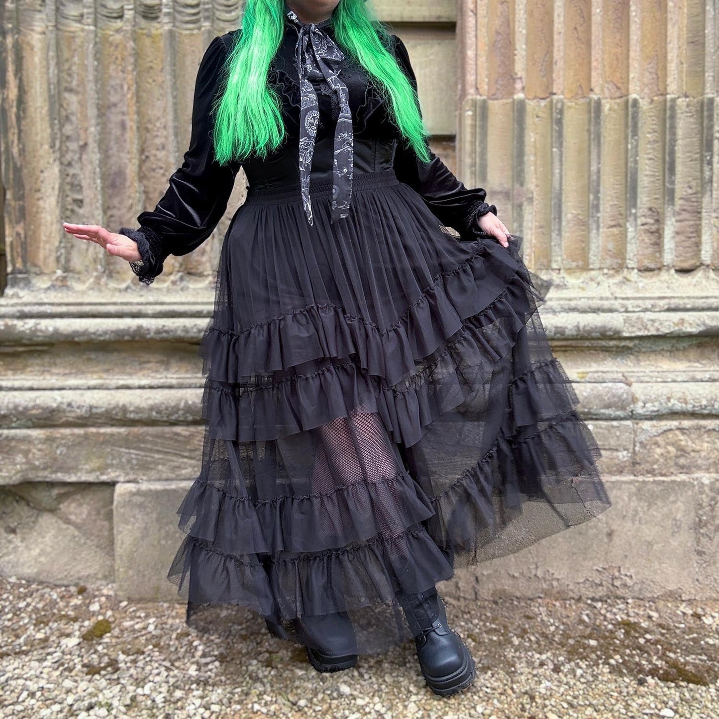 Maxi Mesh Skirt - Black