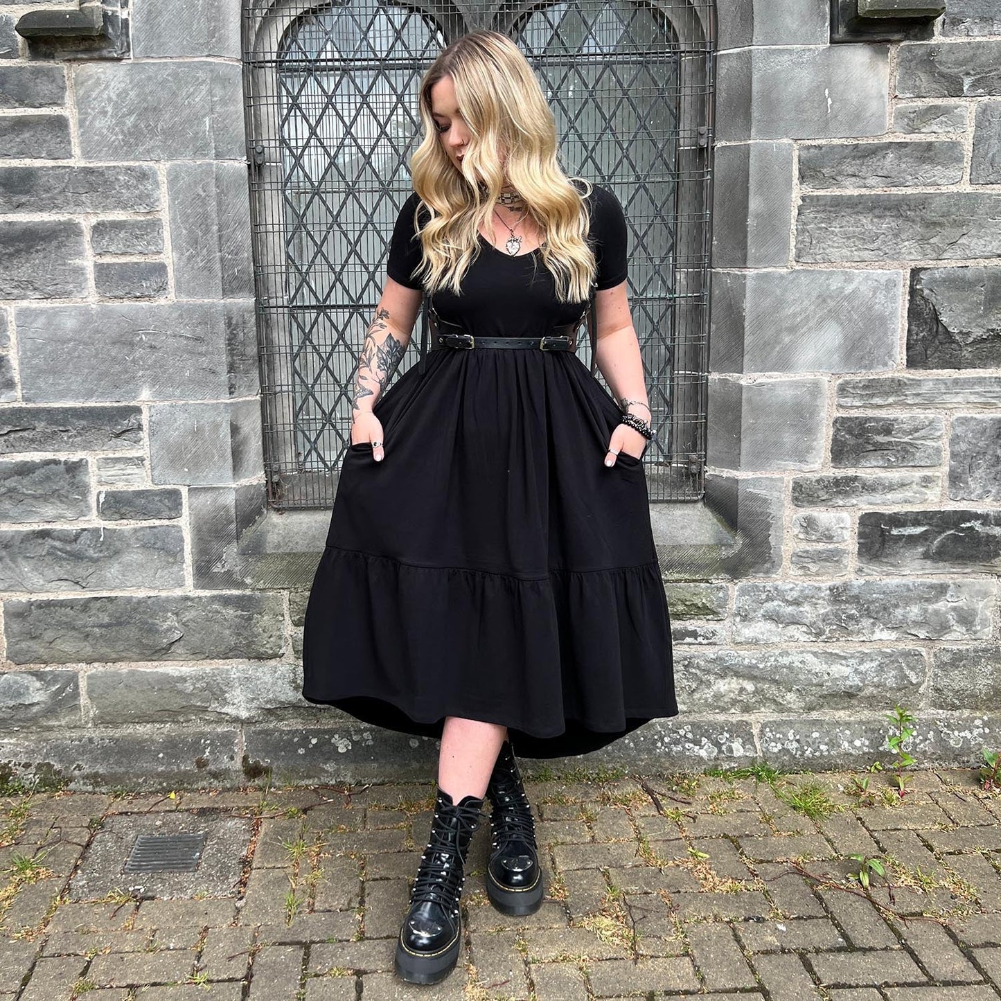 Tiered Midi Dress - Black
