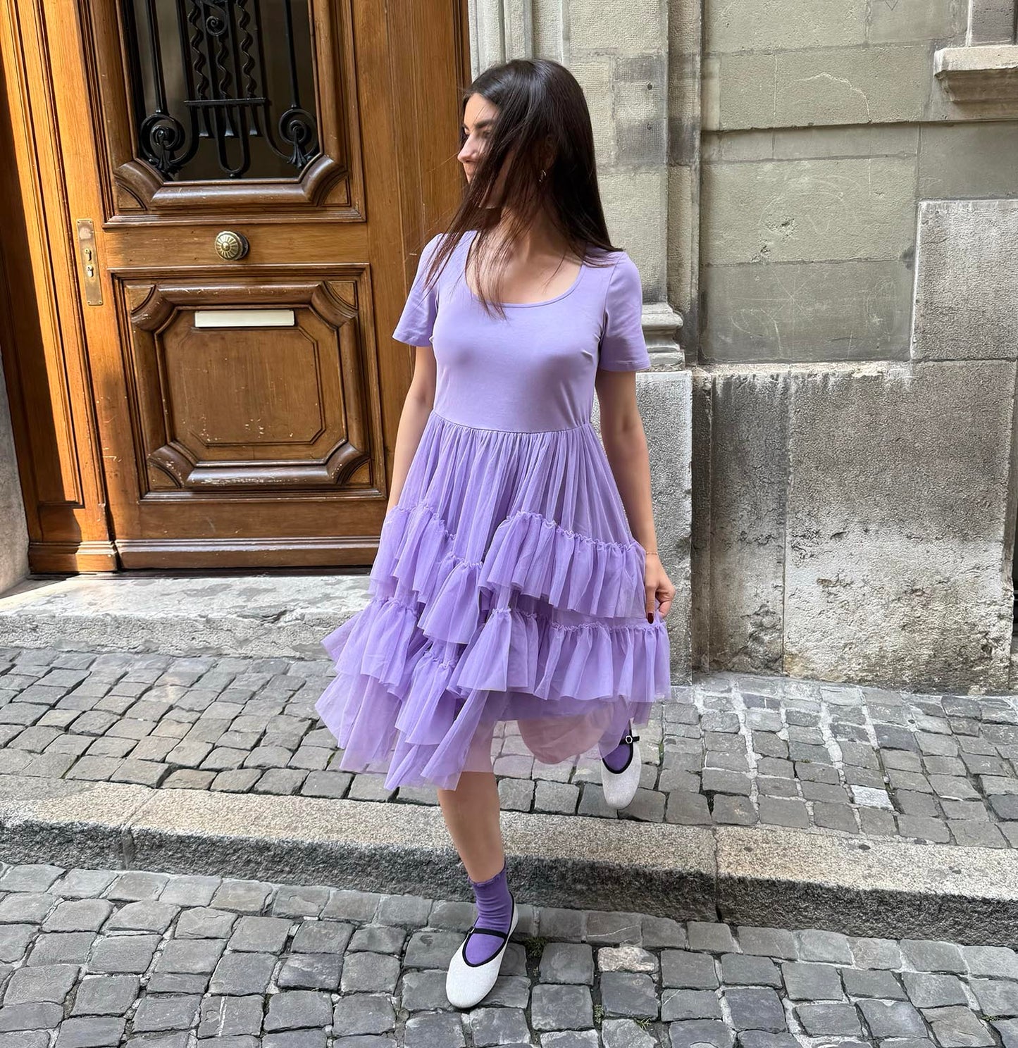 Tee Mesh Dress - Lavender Fields