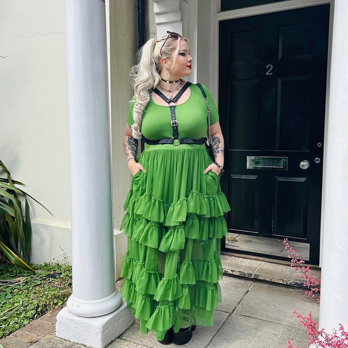 Maxi Tee Mesh Dress - Forest