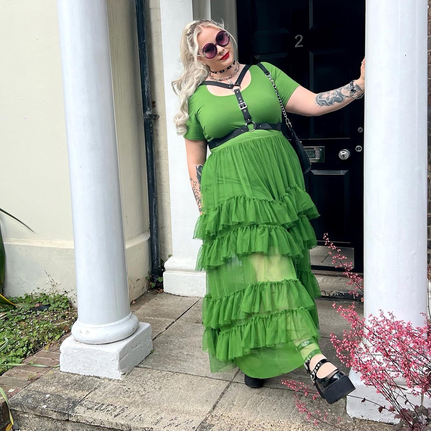 Maxi Tee Mesh Dress - Forest