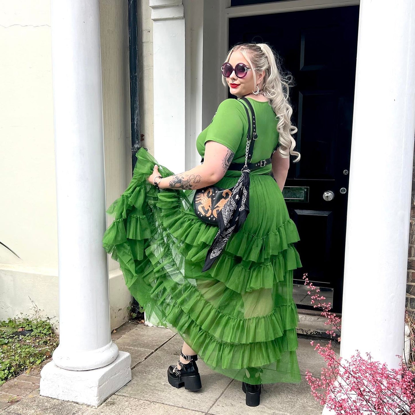 Maxi Tee Mesh Dress - Forest