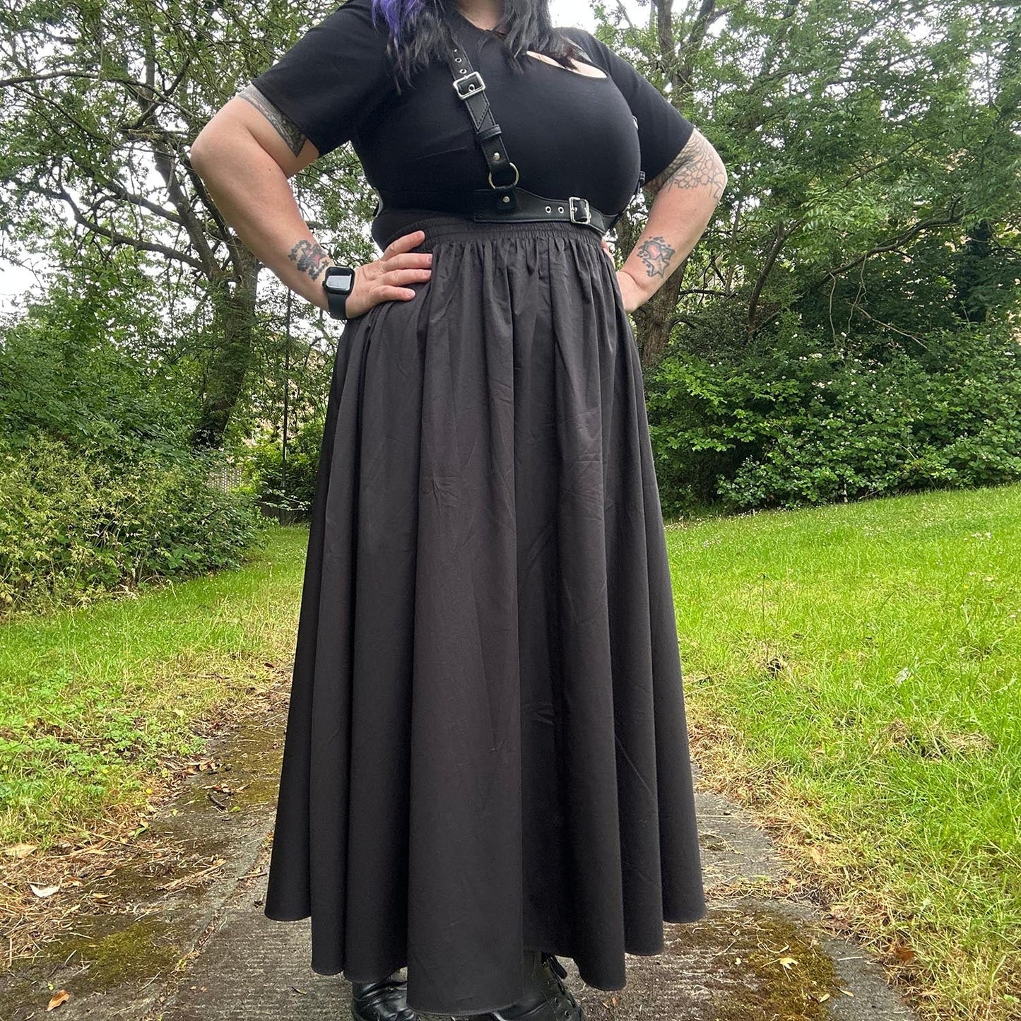 Midaxi Poplin Skirt - Black