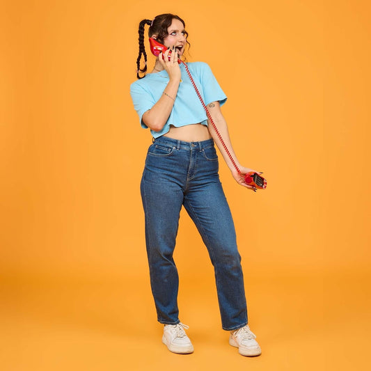 Organic Mom Jeans - Atlantic