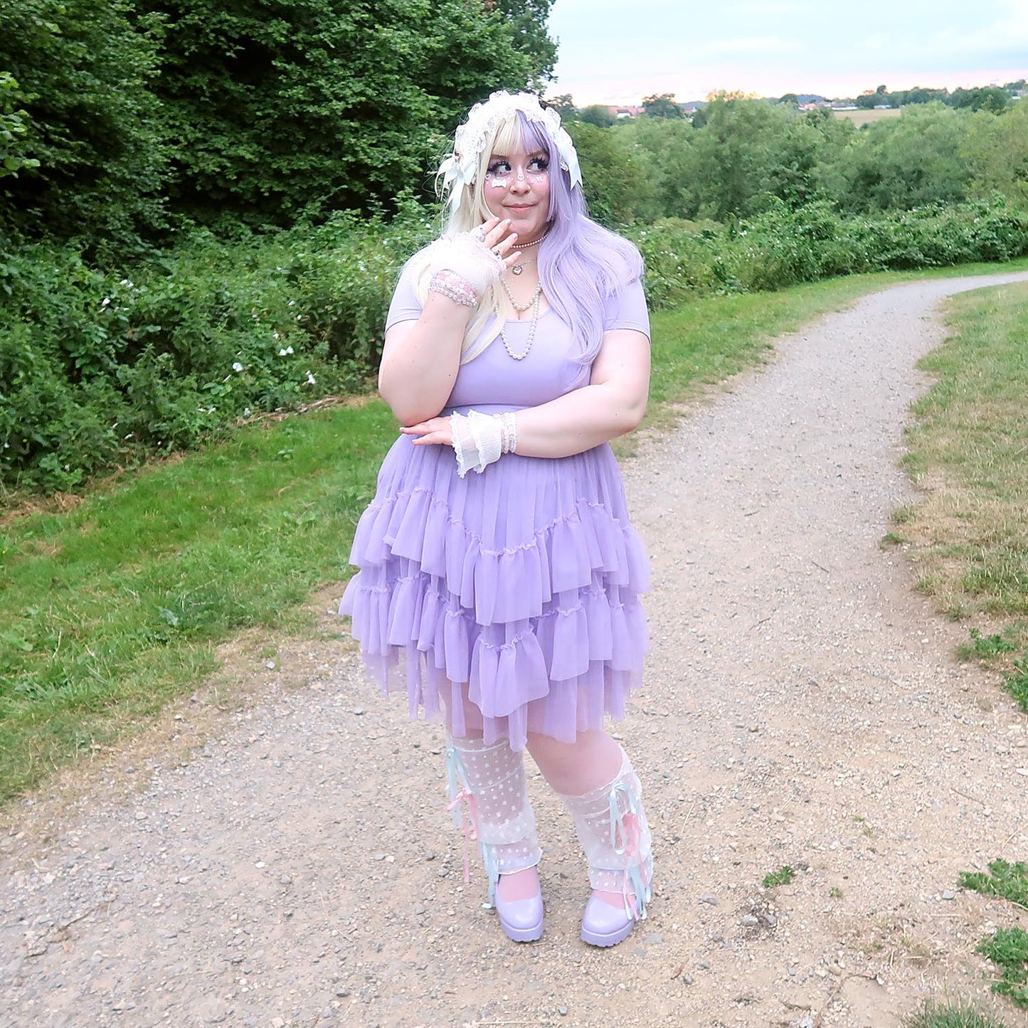 Tee Mesh Dress - Lavender Fields
