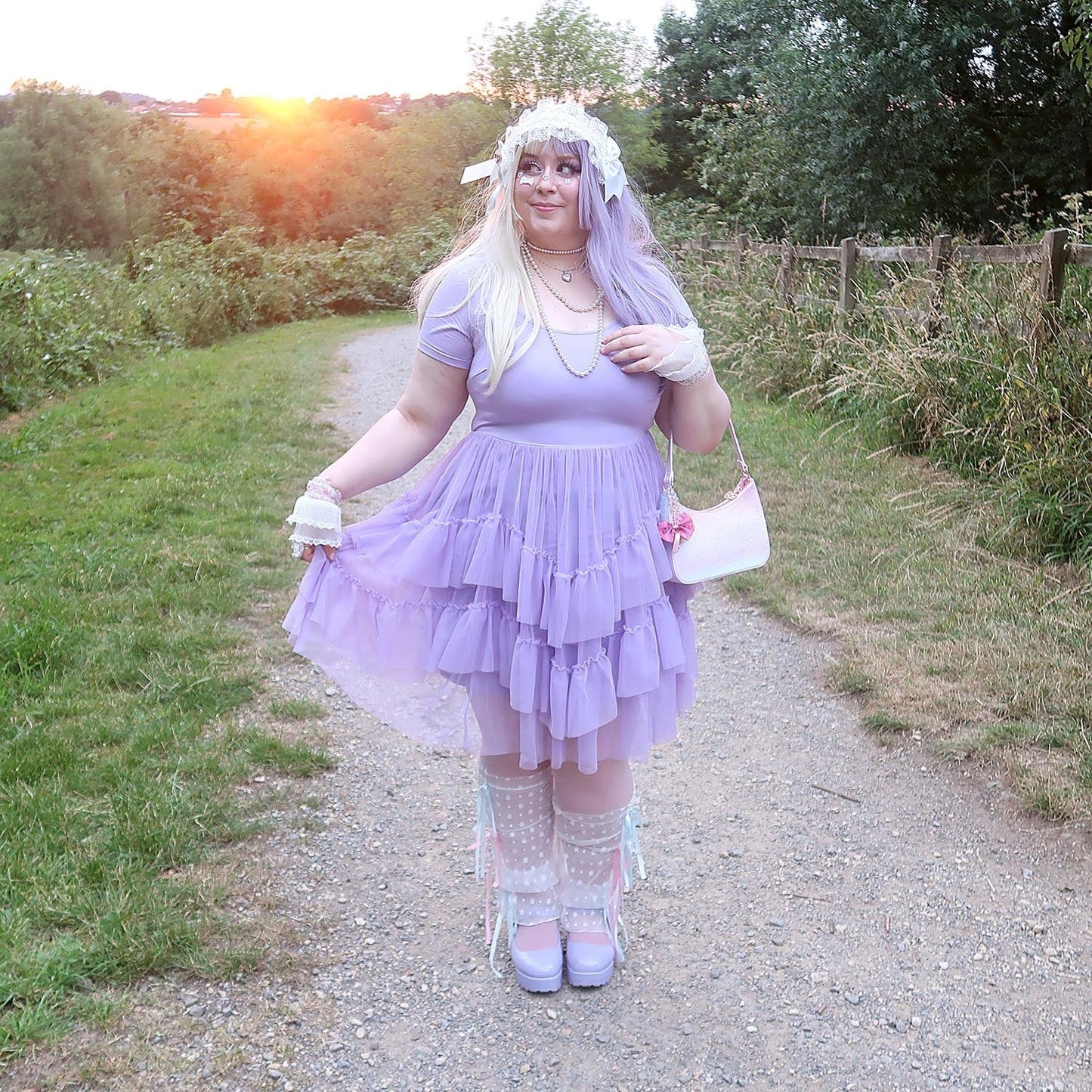 Tee Mesh Dress - Lavender Fields