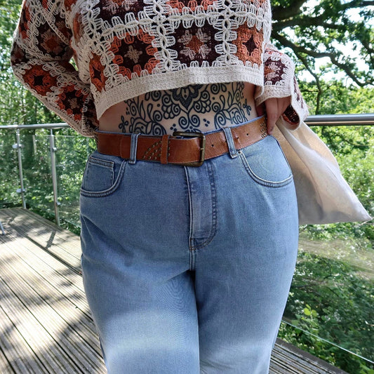 Organic Mom Jeans - Aegean