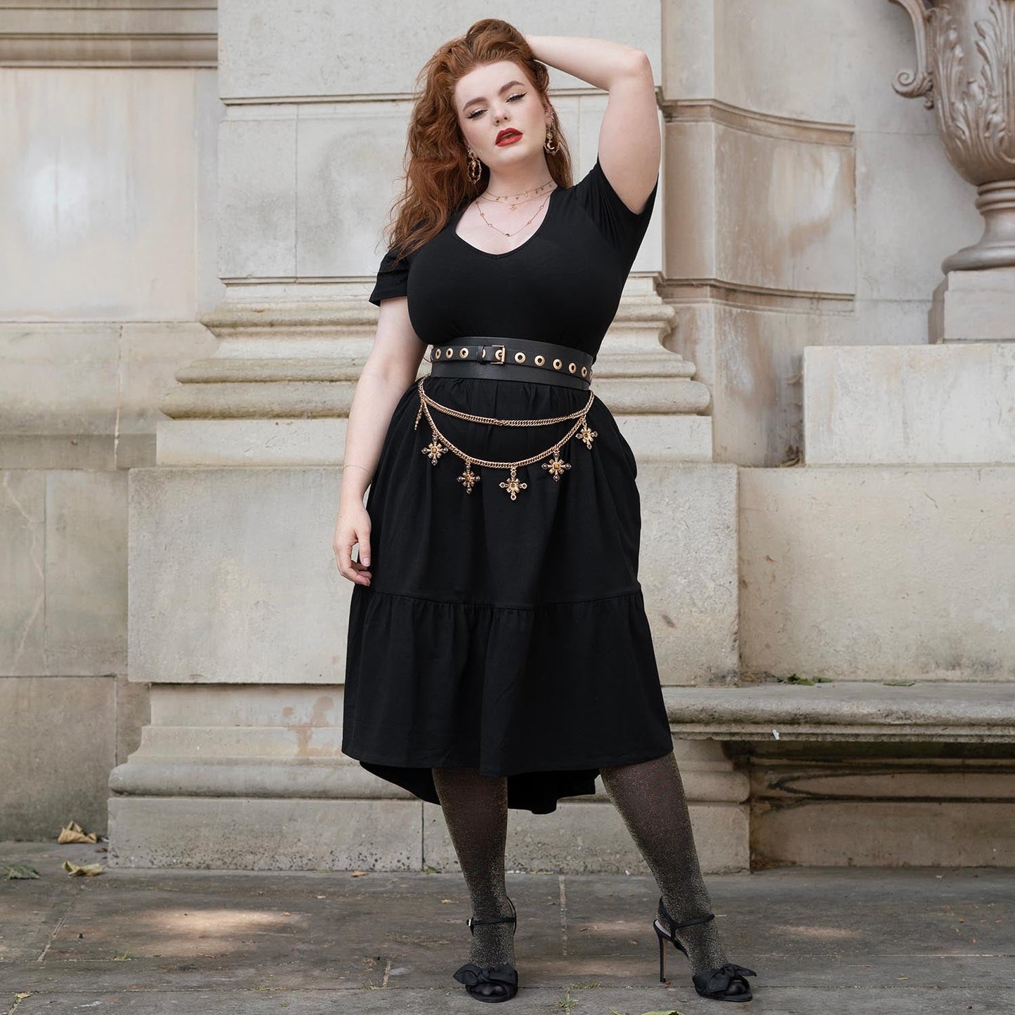 Tiered Midi Dress - Black