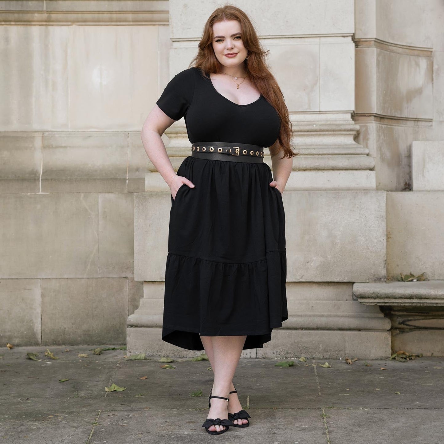 Tiered Midi Dress - Black