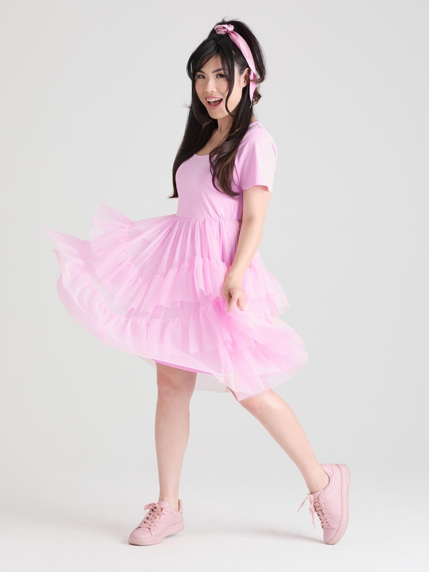 Tee Mesh Dress - Pink Frosting