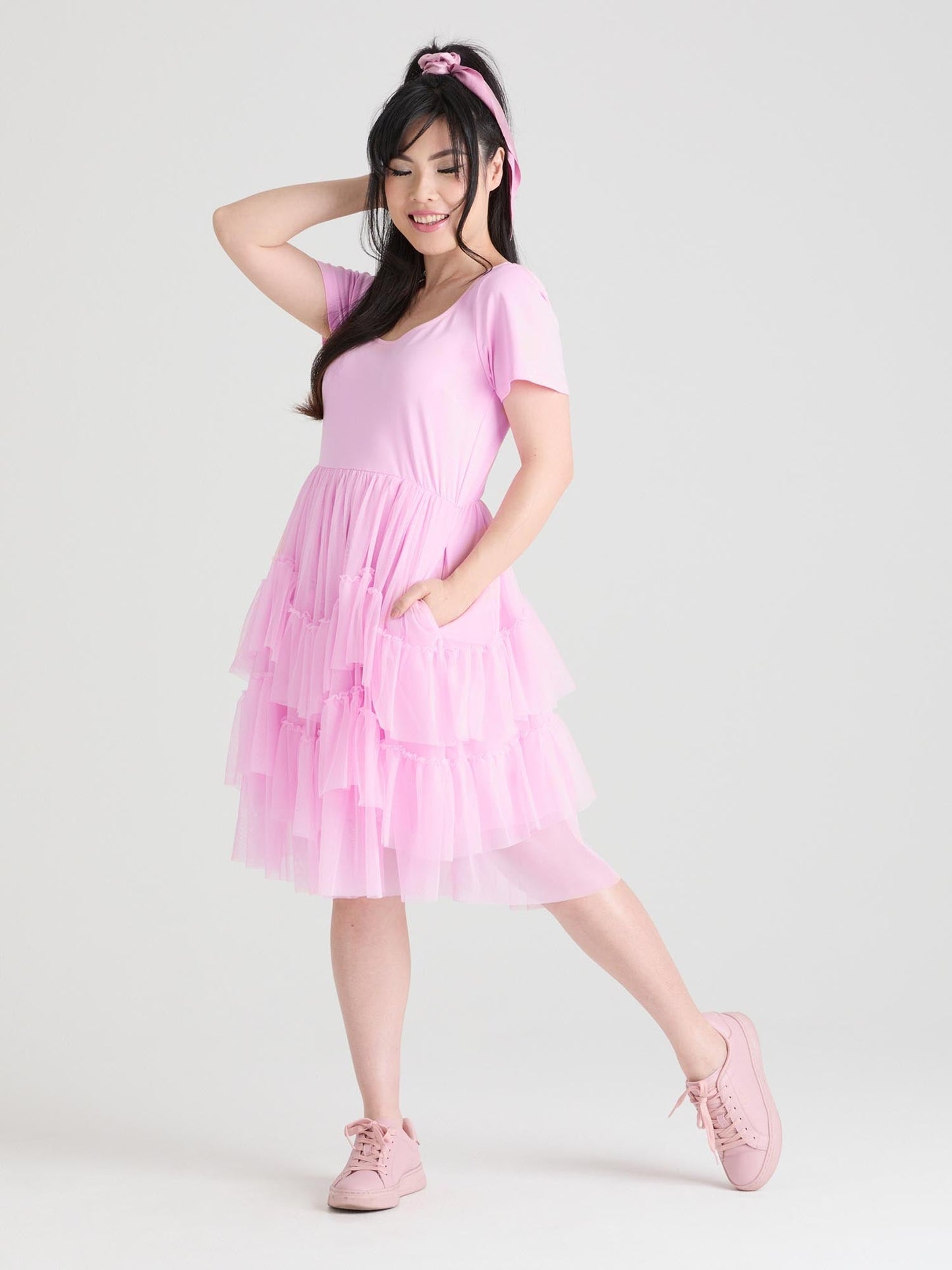 Tee Mesh Dress - Pink Frosting