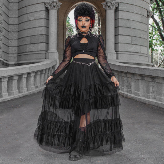 Maxi Mesh Skirt - Black