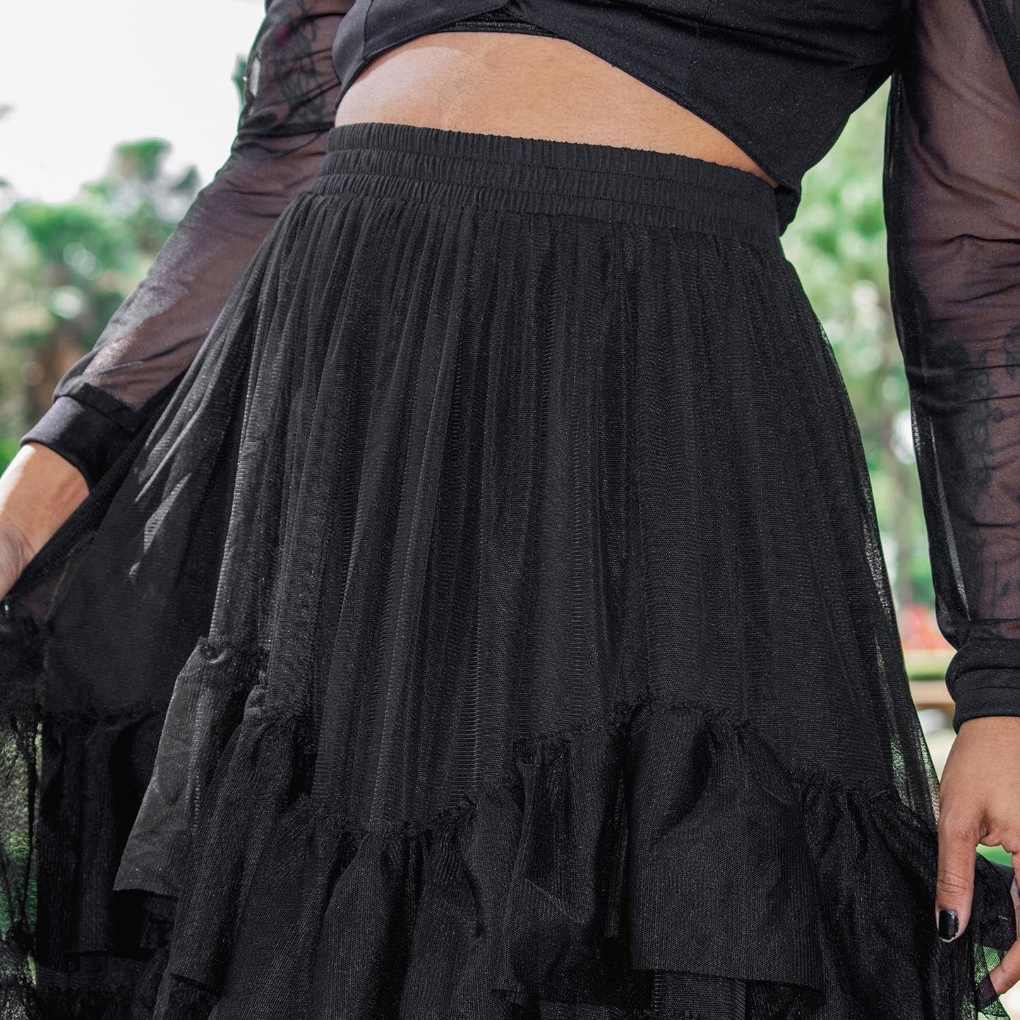 Maxi Mesh Skirt - Black