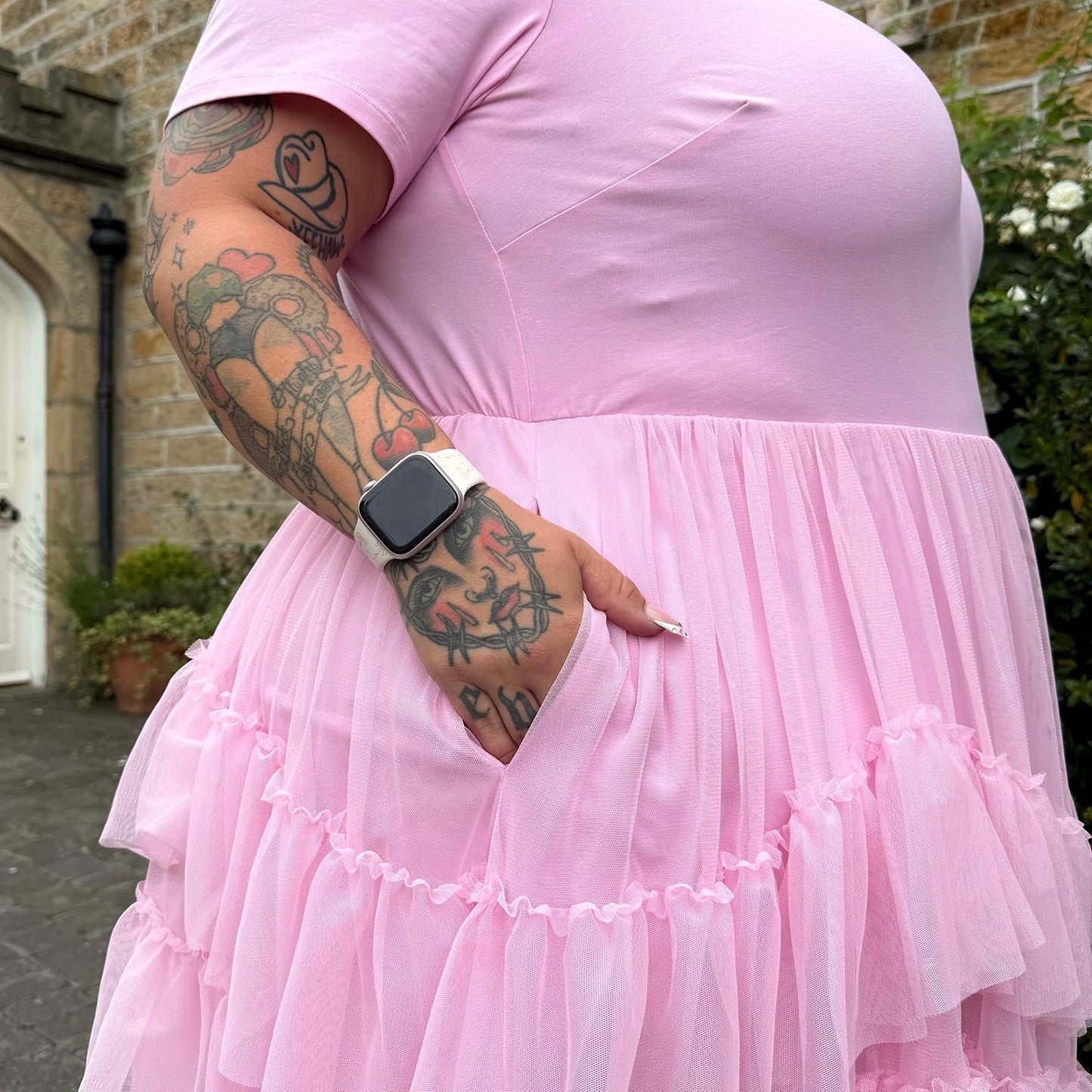 Tee Mesh Dress - Pink Frosting