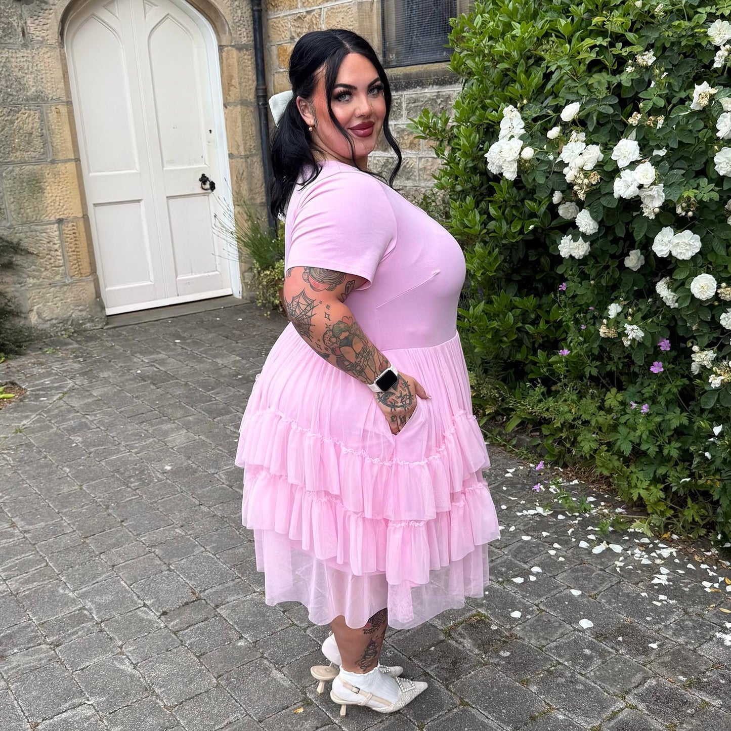 Tee Mesh Dress - Pink Frosting