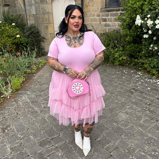 Tee Mesh Dress - Pink Frosting