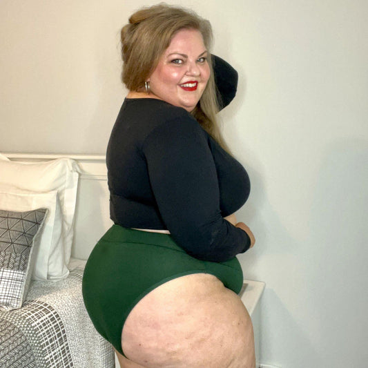 Organic Cotton Super High Leg Knickers - Hit the Bottle Green