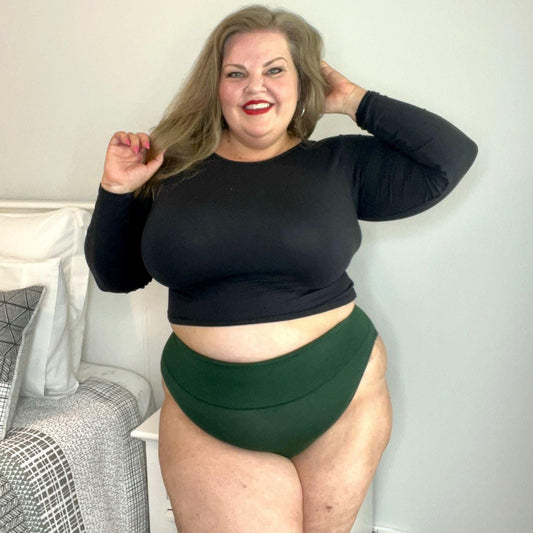 Organic Cotton Super High Leg Knickers - Hit the Bottle Green