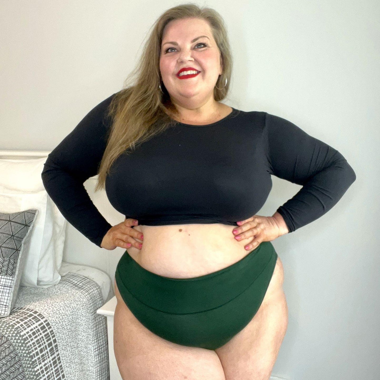 Organic Cotton Super High Leg Knickers - Hit the Bottle Green