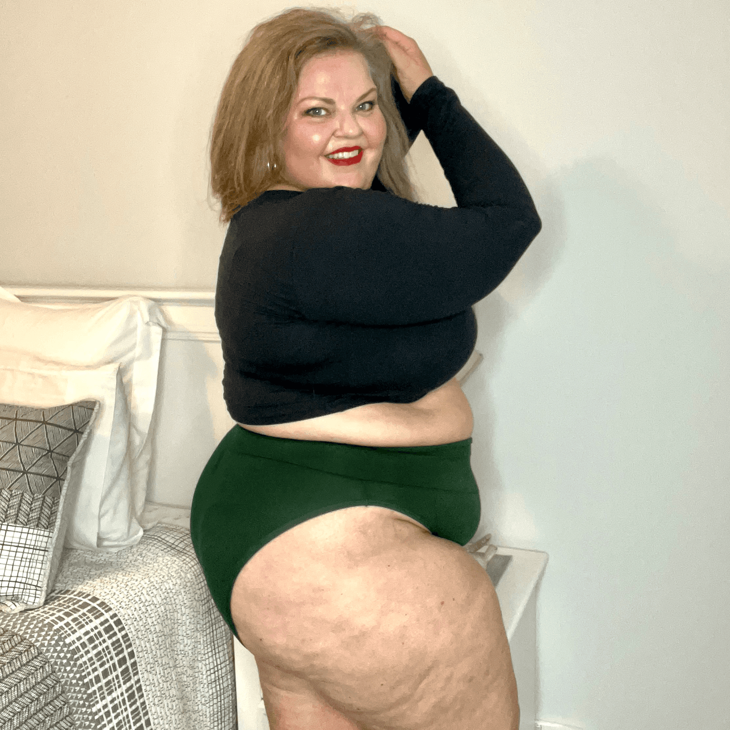 Organic Cotton Super High Leg Knickers - Hit the Bottle Green